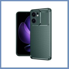 Yuva Izi Reno 13F Uyumlu Kılıf Auto Focus Karbon Kapak - Koyu Yeşil Ajs