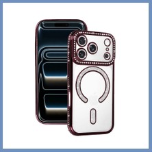 Yuva Izi iPhone 18 Pro Uyumlu/17 Pro Joke Simli Magneticsafe Kılıf - Bordo Ajs