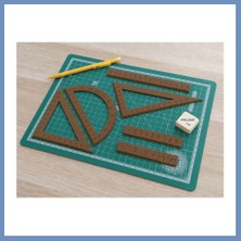 Yuva Izi 3D Baskı Geometri Cetvel Seti - Iletki, Gönye ve Ölçüm Araçları - Kahverengi Ajs