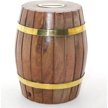 Uravas Store Uraselect Pirinç Ahşap Fıçı Kumbara 12.5 cm WB535
