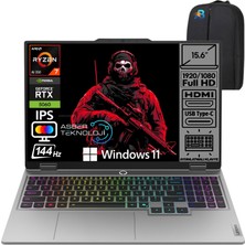 Lenovo Loq 15AHP10 Ryzen 7 250 32GB Ram 1tb SSD RTX5060 100 Watt 15.6" Fhd 1920X1080 144Hz IPS W11 Pro 83JG006FTR Taşınabilir Bilgisayar ve Asbertech Çanta