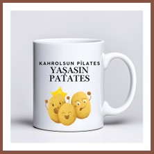 Bezos Kahrolsun Pilates Yaşasın Patates Komik Tasarım Kupa Model 229 Eğlenceli Baskılı Seramik Kahve Kupası Dry