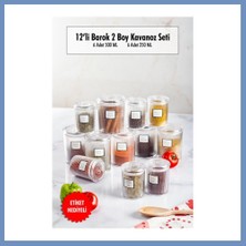 Yuva Izi 12'li Barok Yuvarlak 2 Boy Kavanoz Seti & Saklama Kabı & Erzak Kabı 6*500 ML,6*250 Ml) Ajs