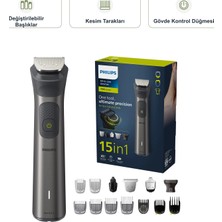 Philips Multi Groom 7000 Serisi Gri Erkek Bakım Seti, Değiştirilebilir Başlıklar, Kesim Tarakları ve Gövde Kontrol Düğmesi, Mutfak Tartısı Dahil MG7940/15