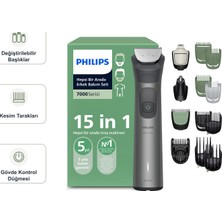 Philips 7000 Serisi Gri Erkek Bakım Seti, Değiştirilebilir Başlıklar, Kesim Tarakları ve Gövde Kontrol Düğmesi ile Günlük Kişisel Bakım, Mutfak Tartısı Dahil MG7935/15
