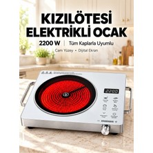 Asfal 2200 W Kızılötesi Elektrikli Tek Gözlü Ocak Cam Yüzeyli Dijital Ekranlı 4 Saat Zamanlayıcılı
