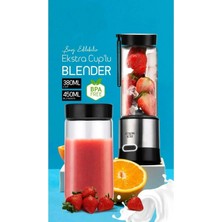 Asfal Çelik Bıçaklı Şarjlı 450 ml + 350 ml Bardaklı El Blender Shake Smoothie Buz Kırıcı Blender