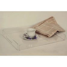 Asfal Şeffaf Pleksi Tepsi 35X25 cm Servis Kahve Çay ve Sunum Tepsisi