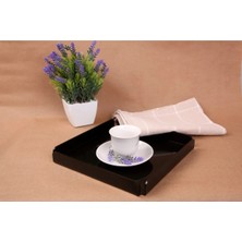 Asfal Siyah Pleksi Tepsi 20X20 cm Servis, Kahve, Çay, Sunum ve Hediyelik Tepsi 3mm
