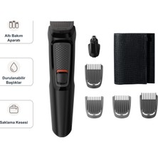 Philips Multigroom 3000 Serisi Siyah Erkek Tıraş ve Bakım Seti, Altı Bakım Aparatı, Durulanabilir Başlıklar ve Saklama Kesesi, Mutfak Tartısı Dahil MG3710/15