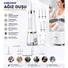 Asfal Şarjlı, Taşıma Çantalı Ağız Duşu Oral Irrigatör 320 ml Ipx7 Su Geçirmez 4 Modlu Diş Temizleme Cihazı