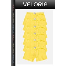 Veloria Premium Giysi Seçenek Çeşitleri Erkek Çocuk Düz Pamuklu Likralı Sarı Boxer 6'lı Paket