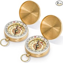 Uravas Store Urprime Yuvarlak Sarı Metal Kasa Su Geçirmez Fosforlu Dayanıklı Pusula G50