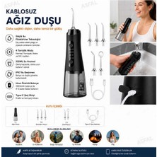 Asfal Şarjlı, Taşıma Çantalı Ağız Duşu Oral Irrigatör 320 ml Ipx7 Su Geçirmez 4 Modlu Diş Temizleme Cihazı