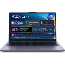 Huawei Matebook D16 Intel Core I5 13420H 16GB Ram 1tb SSD 16" IPS Panel Wuxga (1920X1200) Windows 11 Pro Taşınabilir Bilgisayar & Cimete