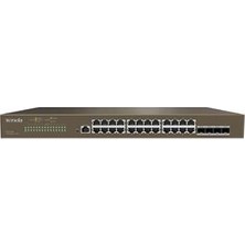 Tenda TEG5328F 24 Port 10-100-1000 Switch 4 Port Sfp Yönetilebilir L2 Çelik Kasa Rack Mount