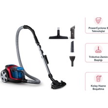 Philips 4000 Serisi Powerpro City Kırmızı Torbasız Elektrikli Süpürge Seti, Powercyclone 5 Teknolojisi, Triactive Zemin Başlığı ve Kolay Hazne Boşaltma, Mutfak Tartısı Dahil FC9331/07