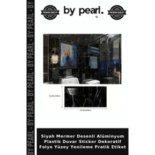 By Pearl Siyah Mermer Desenli Alüminyum Plastik Duvar Sticker Dekoratif Folyo Yüzey Yenileme Pratik Etiket