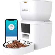 Haustier QQ023 Akıllı Kedi Köpek Mama Kabı, Tuya App-Wifi Uzaktan Kontrol, 4lt Hazne, Metal Kase (Beyaz)