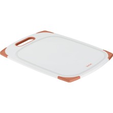 Tefal Plastik Kesme Tahtası, Kaymaz, Bulaşık Makinesinde Yıkanabilir, Sağlam, Saplı, Meyve Suyu Oluğu, Fresh Kitchen K2084004, Beyaz