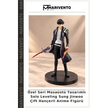 Marivento Özel Seri Masaüstü Tasarımlı Solo Leveling Sung Jinwoo Çift Hançerli Anime Figürü