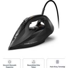 Philips Azur 7500 Serisi Siyah Buharlı Ütü Seti, Güvenli Otomatik Kapanma, Steamglide Elite Taban ve Hızlı Kireç Temizliği ile Günlük Kumaş Bakımı, Mutfak Tartısı Dahil DST7511/80