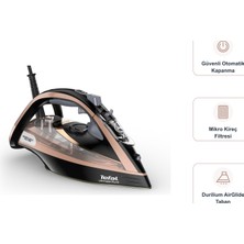 Tefal Ultimate Pure Siyah Buharlı Ütü Seti, Güvenli Otomatik Kapanma, Mikro Kireç Filtresi ve Durilium Airglide Taban ile Günlük Kumaş Bakımı, Mutfak Tartısı Dahil FV9845