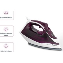 Tefal Express Steam Bordo Buharlı Ütü Seti, Seramik Ütü Tabanı, Damlama Önleyici Sistem ve Kolay Su Dolumu ile Günlük Kumaş Bakımı, Mutfak Tartısı Dahil FV2844