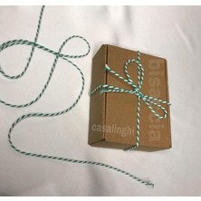 Bisaccia Yeşil Beyaz Paketleme Ipi 10 Metre – Iki Renkli Burgulu Ambalaj Ipi, Kraft Hediye Paketi, Yılbaşı Süsleme ve El Işi Ipi