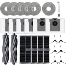 Dreame L10S Ultra Gen 2 / L10S Pro Ultra Heat / X30 Ultra Için 24 Adet Yedek Parça / Mova E30 Ultra Robot Süpürge ve Mop, 2 Ana Fırça, 4 Filtre, 6 Silme Pedi, 6 Toz Torbası, 6