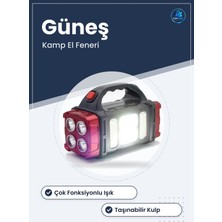 Elde Taşınabilir Güneş Enerjili Çok Fonksiyonlu El Feneri Kamp Acil Durum Aydınlatma Lambası