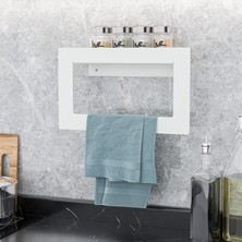 Lmz Mutfak Havlusu Tutma, Banyo Havlu Stantları, Raflı Sıvı Sabunluk El Havluları Asacağı, Bulaşık Bezleri Askısı Mutfak, Saç Kurutma Havluları Askısı (Metal, Beyaz)
