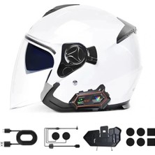 Mr Y20 2x 1000M Telsiz Mesafeli 2 Kişi Bağlantılı Bluetooth Kask Kulaklık Fenerli Intercom