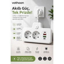 Magicool BKL-502 Akım Korumalı 2li Priz 2 USB ve 2 Type-C Çıkış 4000W Hızlı Şarj Duvar Tipi Dokunmatik LED Aydınlatmalı