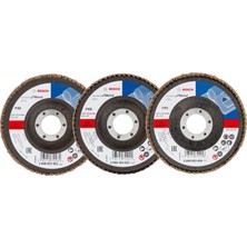 Bosch Professional 3 Adet Flap Disk Seti X431 Standard For Metal, Çelik ve Paslanmaz Çelik Taşlama Için, Açılı, 115 Mm, Kum Kalınlığı 40/60/80, Küçük Avuç Taşlama Makineleri Için Uygundur