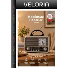 Veloria Delux Serisi Bant Anten Bluetooth Hoparlör Nostaljik Radyo Speaker NS03 Altın