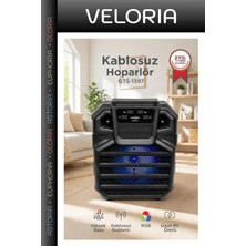 Veloria Müzik Taşınabilir Seyyar Bluetooth Hoparlör Rgb Işıklı Parti Speaker GTS-1397 Siyah