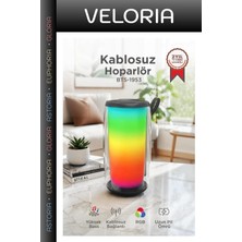 Veloria Özel Seri Hobi Kamp Için Müzik Bluetooth Hoparlör Speaker BTS-1953 Siyah