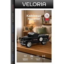 Veloria Özel Seri Doğa Kampı Kamp Nostaljik Bluetooth Hoparlör Pickup Araba D54 Siyah