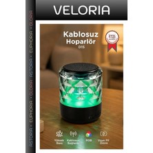 Veloria Özel Seri Genç Günlük Hediye Bluetooth Hoparlör Rgb Işıklı D15 Siyah