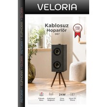 Veloria Salon Eşyası Modern Ürün Kablosuz Hoparlör 24W Taşınabilir D67 Gri 3000MAH