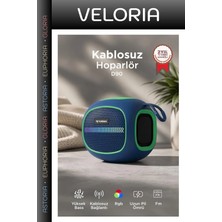 Veloria Premium Müzik Bağlantılı Bluetooth Hoparlör D90 Mavi 5W