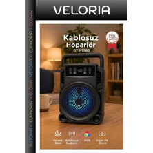 Veloria Özel Seri Renkli Partiler Eğlence Bluetooth Hoparlör GTS-1360 Siyah