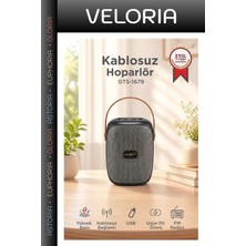 Veloria Özel Seri Radyo Aleti Müzik Cihazı Akıllı Aksesuar Bluetooth Hoparlör GTS-1679 Siyah