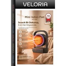 Veloria Özel Üretim Kişisel Sessiz Konfor Mini Isıtıcı Fan HT100 Siyah 500W