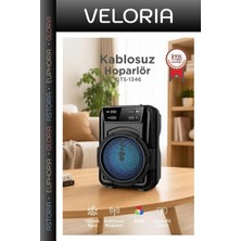 Veloria Özel Seri Mobil Kullanım Görsel Efekt Bluetooth Hoparlör GTS-1346 Siyah