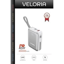 Veloria Ofis Şarjı Taşınabilir Şarj Mobil Enerji TRM-1028 Beyaz 20000 Mah Type-C Lightning Powerbank