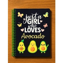 Mr Just A Girl Who Loves Avocado Tasarımlı Spiralli Çizgili Defter – 80 Yaprak, 160 Sayfa (18 x 24 Cm)