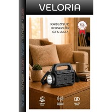 Veloria Premium Aydınlatma Seyahat Müzik Bluetooth Hoparlör GTS-2227 Siyah