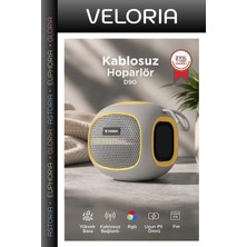 Veloria Delux Serisi Parti Hediyelik Ses Sistemi Bluetooth Hoparlör D90 Gri 5W